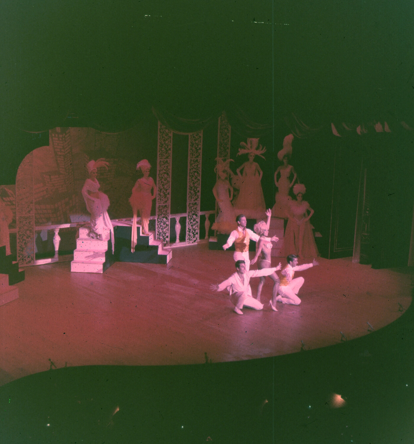 Stage Revue Performance, Vietnam War Era — USO or Service Club Variety Show (35mm Slide)
