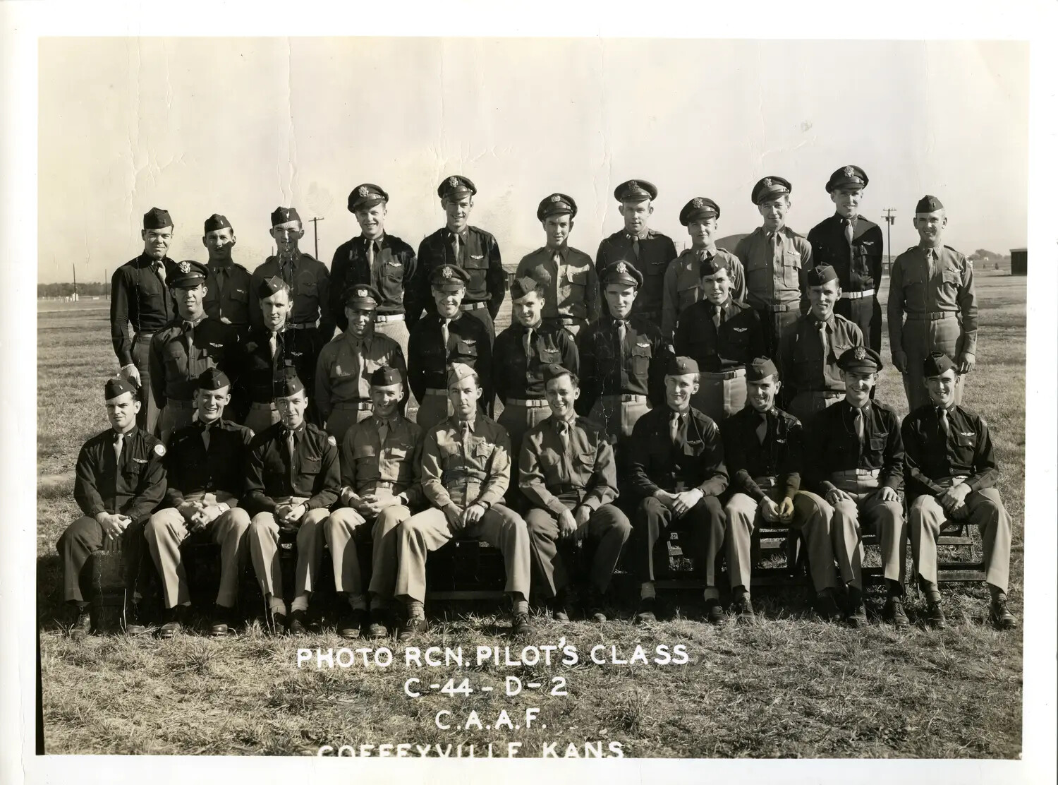 Photo Reconnaissance Pilots' Class C-44-D-2 Group Portrait, Coffeyville Army Air Field, Kansas
