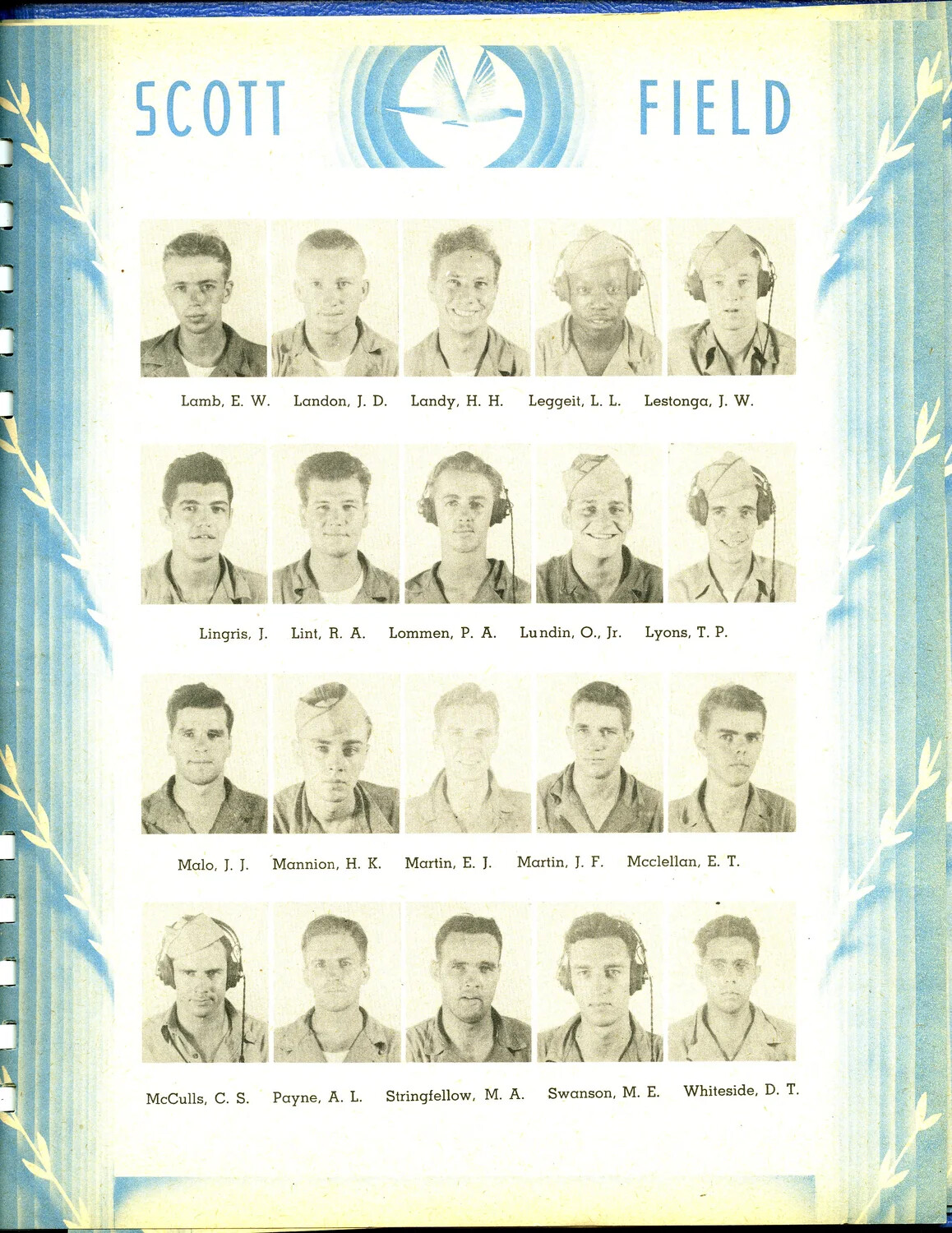 Scott Field Training Class Yearbook Page - Trainee Portraits (Lamb through Whiteside)
