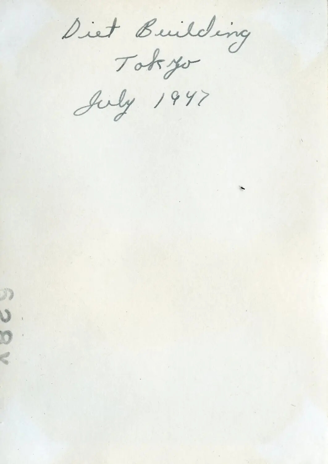 Verso of Photographic Print Captioned "Diet Building, Tokyo, July 1947," VR-6 Agana Guam Album