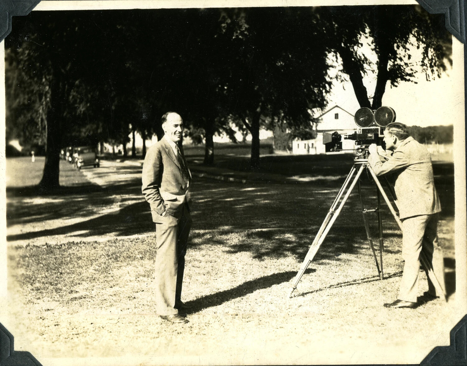 Motion Picture Filming Session on Estate Grounds - Signal Corps Film Production Album