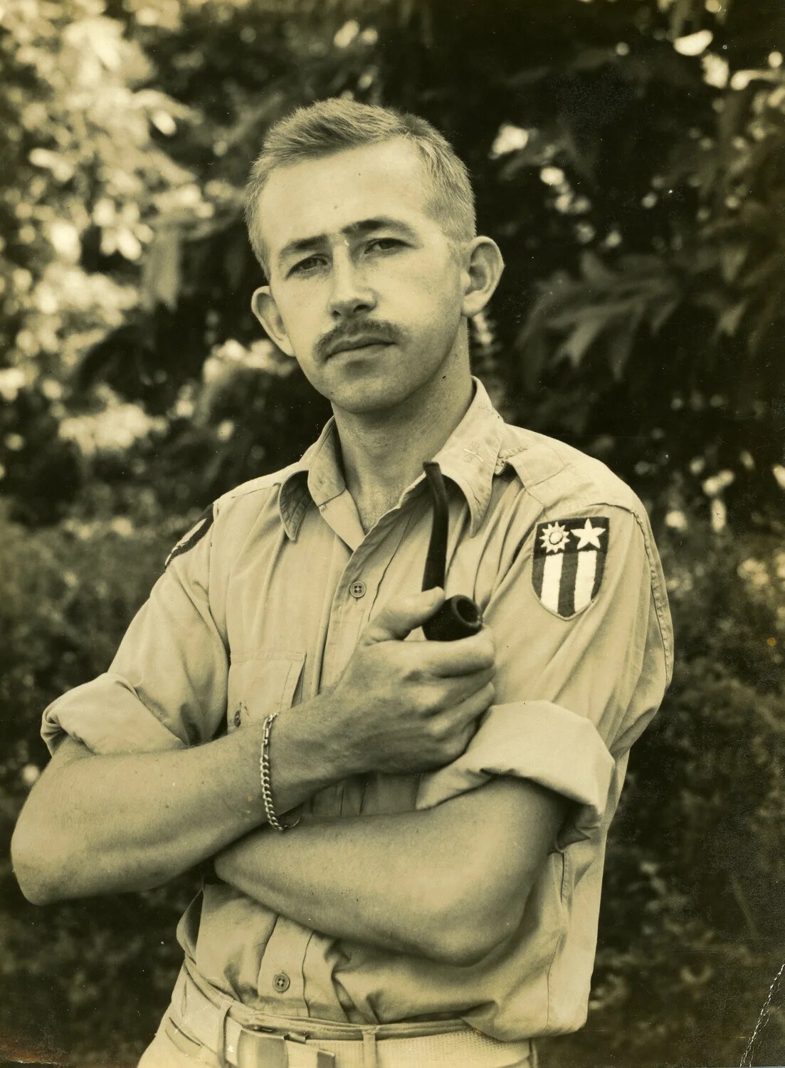 Portrait of a U.S. Army Serviceman Wearing the China-Burma-India (CBI) Theater Shoulder Patch, WWII