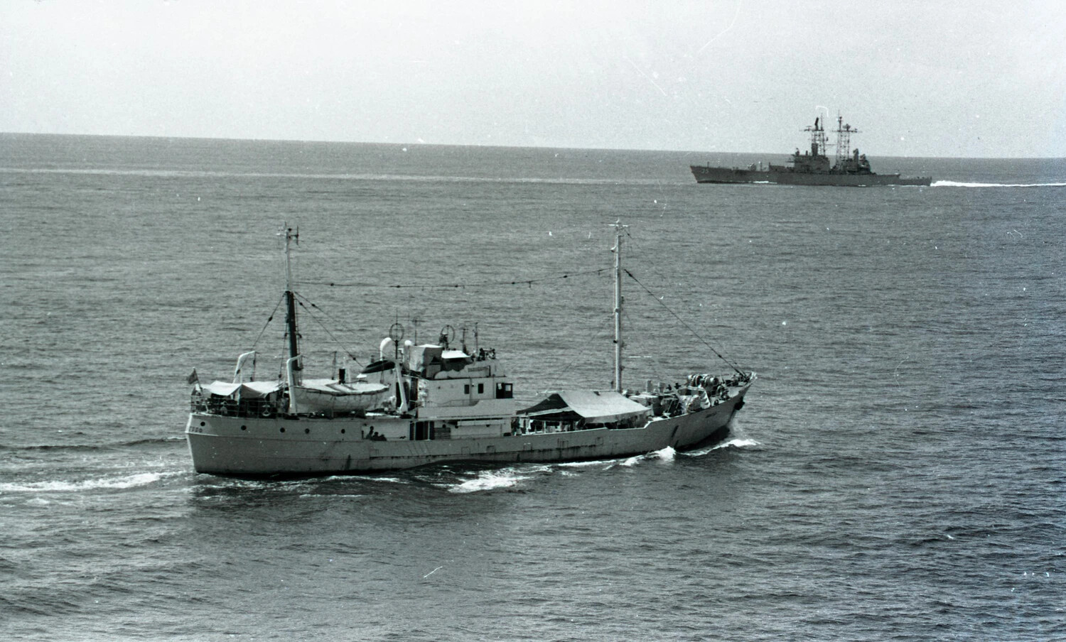 Soviet-Style Intelligence Trawler Shadowing U.S. Navy Task Force, Vietnam War Era