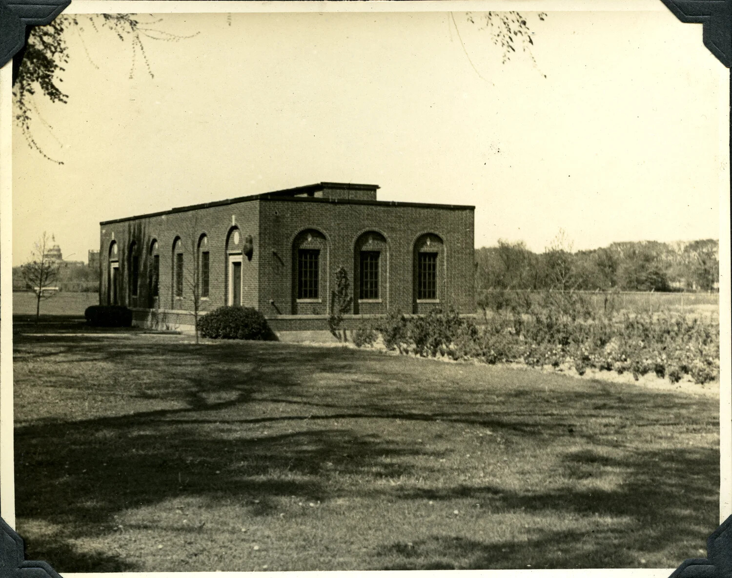 Brick Utility Building with Distant Capitol Dome, Washington D.C. Area