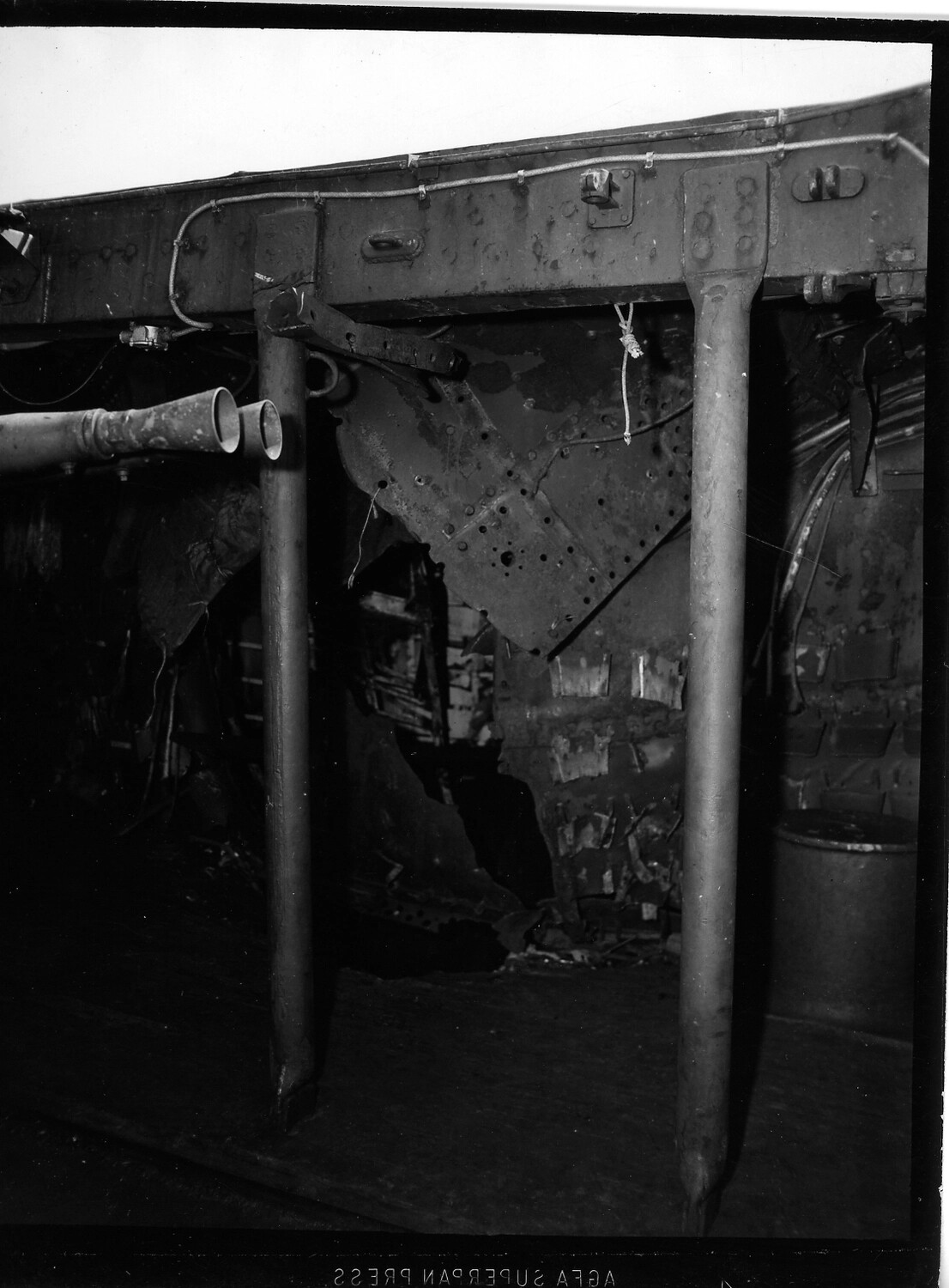 Torn Bulkhead Damage with Exposed Framing, Ship Interior