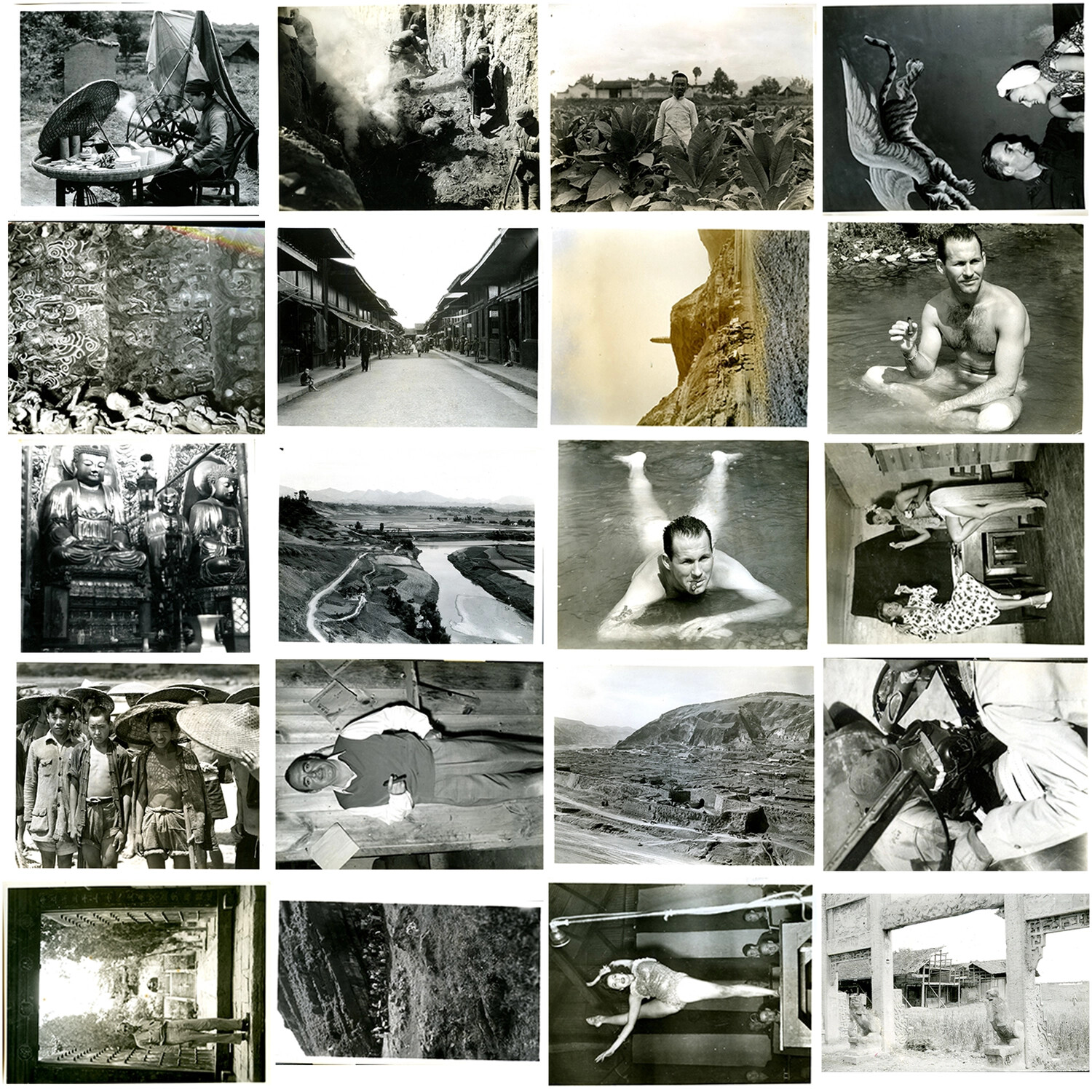 Contact Sheet 007: WWII CBI Theater Photographs -- Chinese Temples, Countryside, and Off-Duty Leisure