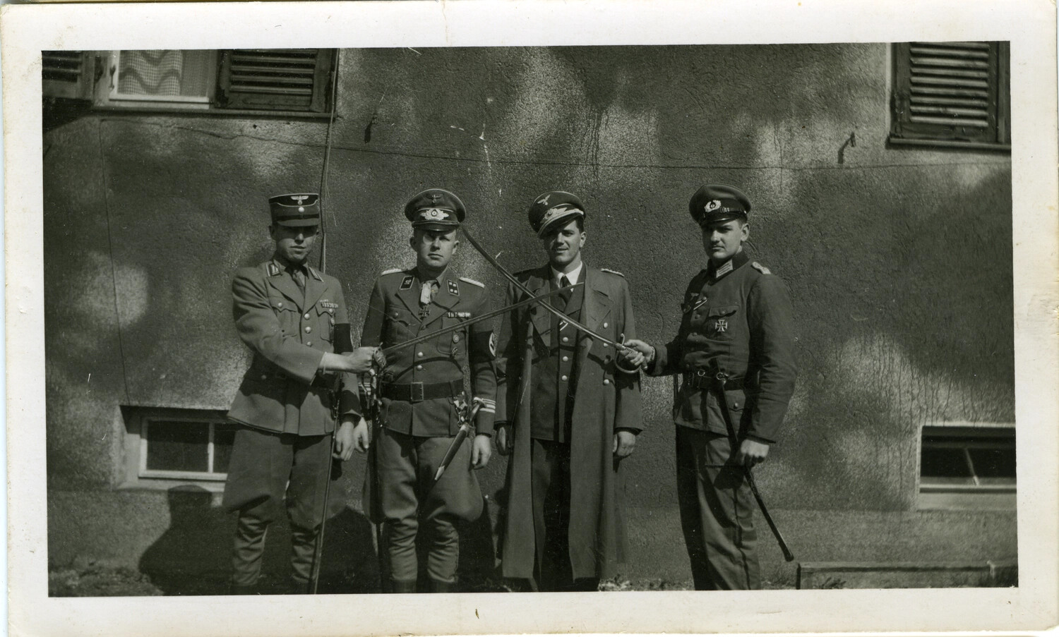 American Serviceman Beside Barracks Building, European Theater, WWII