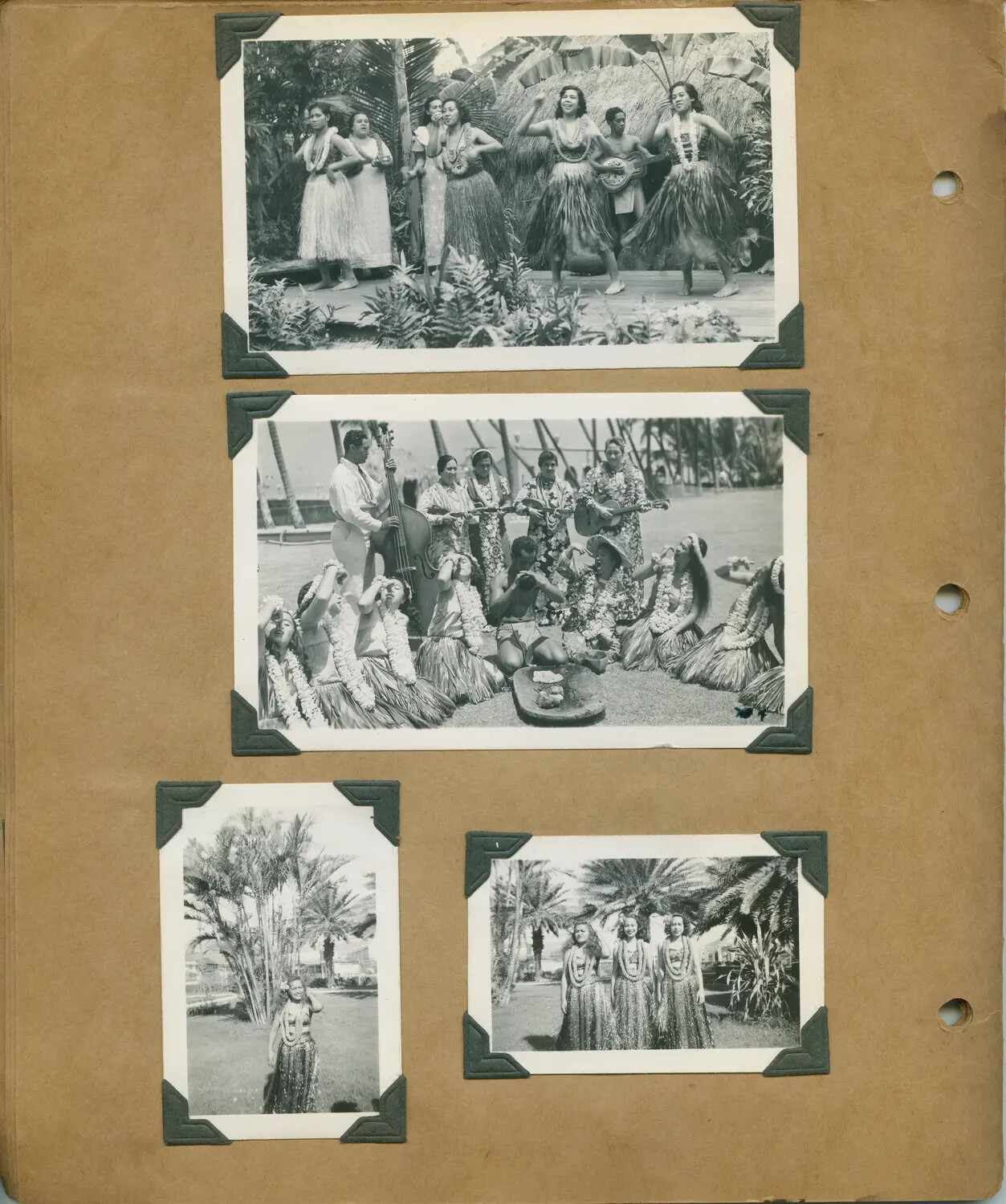 Album Page: Hawaiian Hula Show Performance Photographs, World War II Era