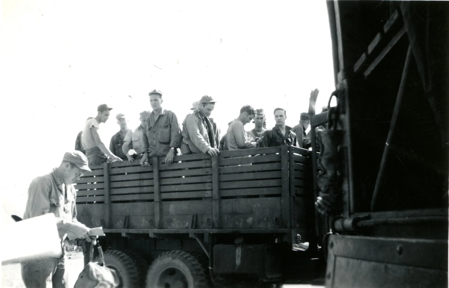 Marines Boarding Transport Truck, Pacific Theater, WWII