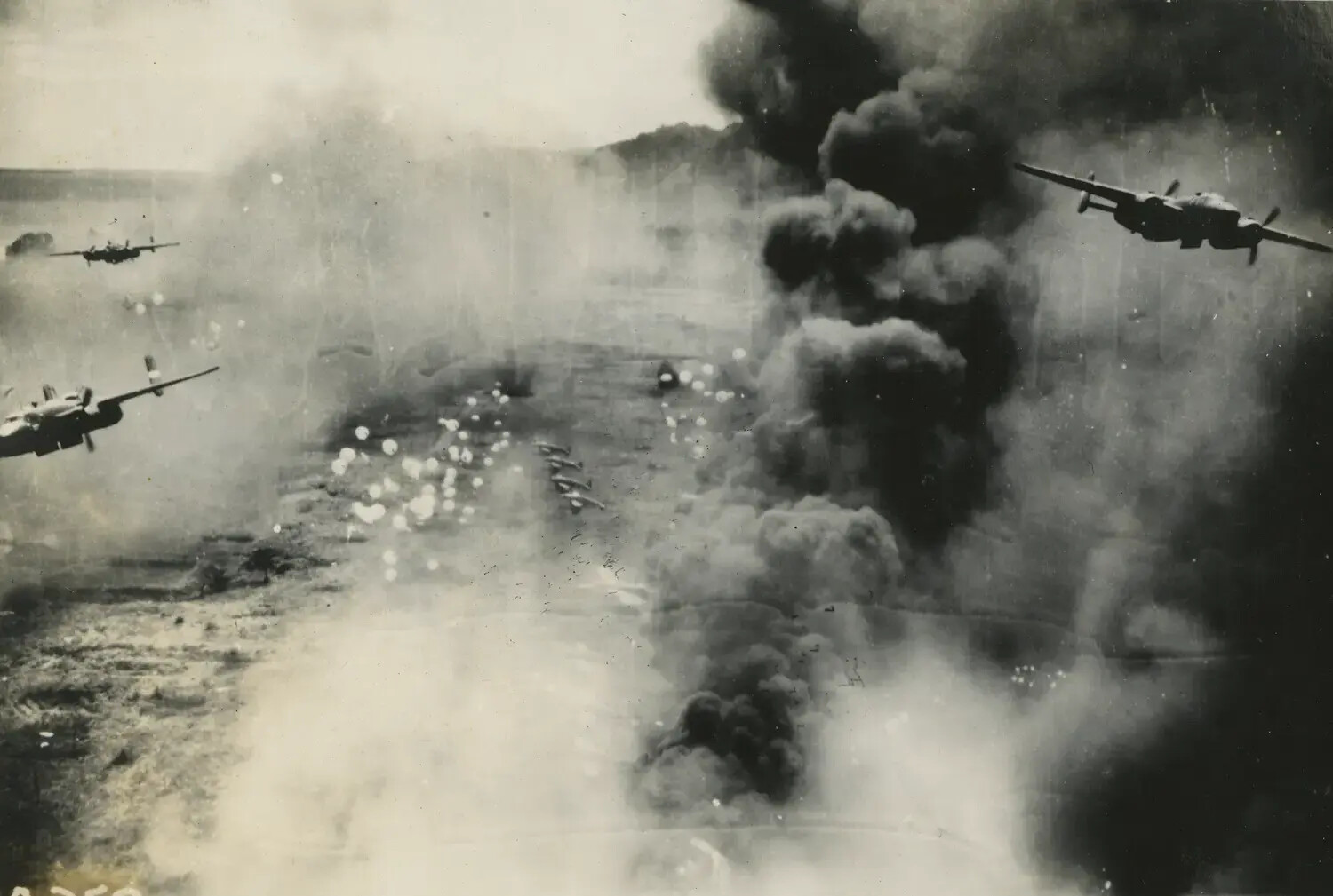 A-20 Havocs Pressing Home Low-Level Airfield Attack Through Smoke, 312th Bomb Group, WWII Pacific Theater