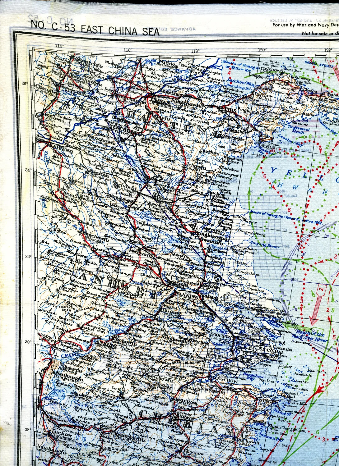 WWII Escape & Evasion Silk Map, East China Sea Coast (Sheet C-53)