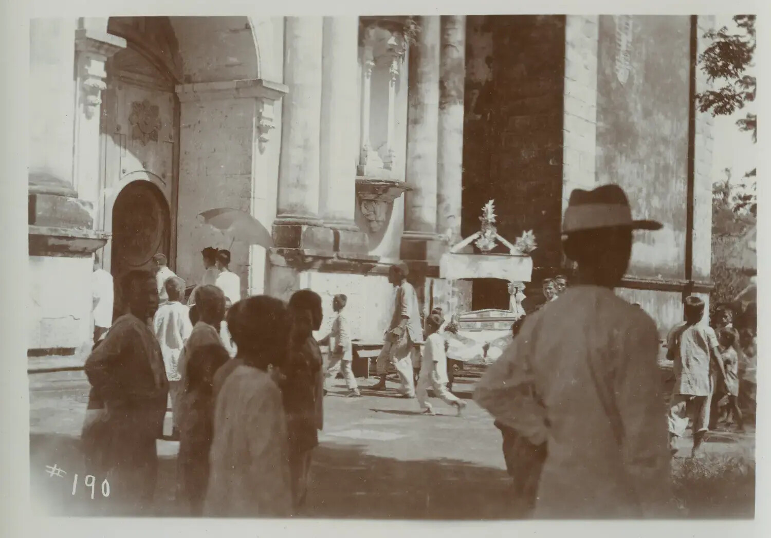 Religious Procession Outside Stone Church, Philippines, c. 1890s