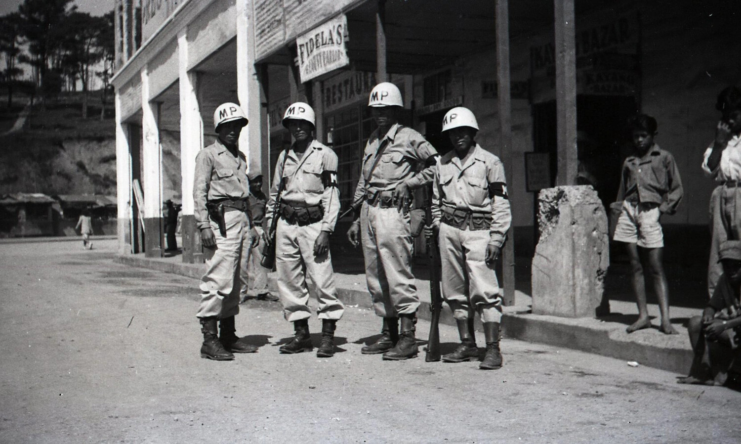 Filipino Military Police Patrol, Luzon, Philippines, WWII Era