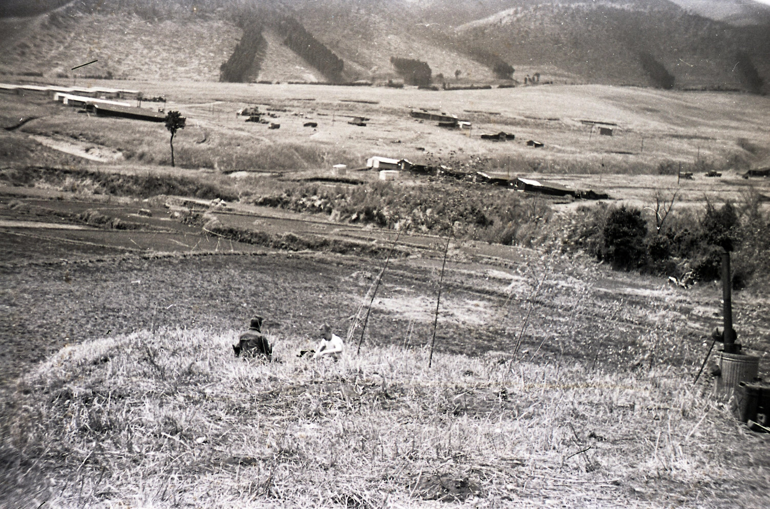 187th Airborne RCT Encampment Overlooking a Korean Valley, Korean War Era