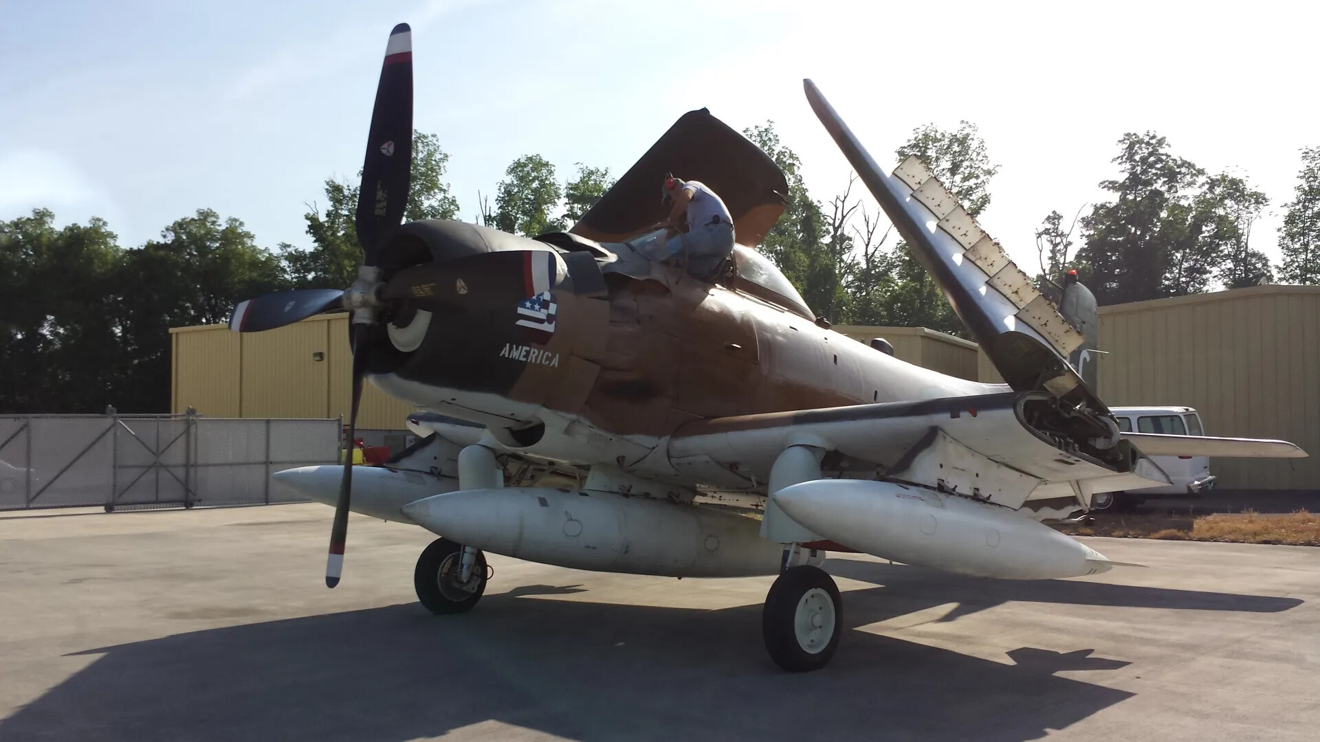 A-1 Skyraider "Lieutenant America" on the Ramp with Wings Folded, Pre-Flight Preparation, June 7, 2014