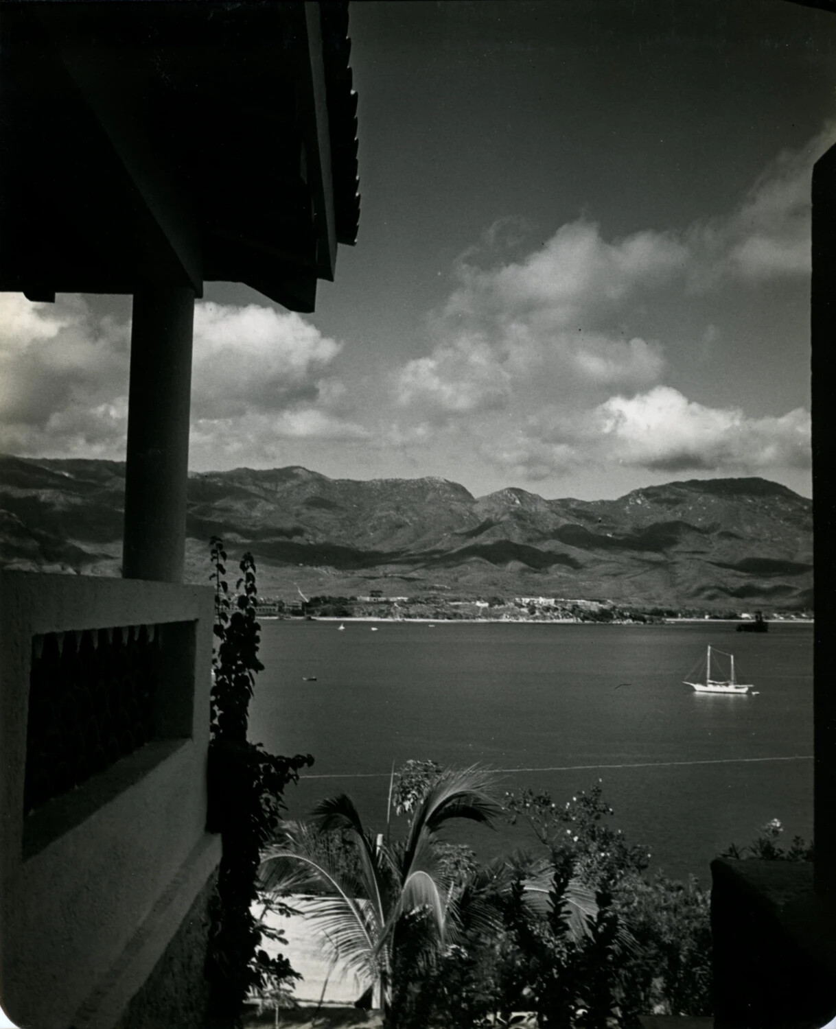 Veranda View of Coastal Bay and Mountains, General Wainwright Personal Album, 1949