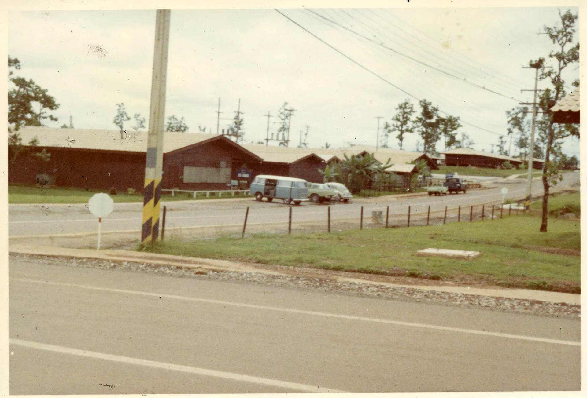 Base Street Scene with Barracks and Personal Vehicles, NKP, Thailand