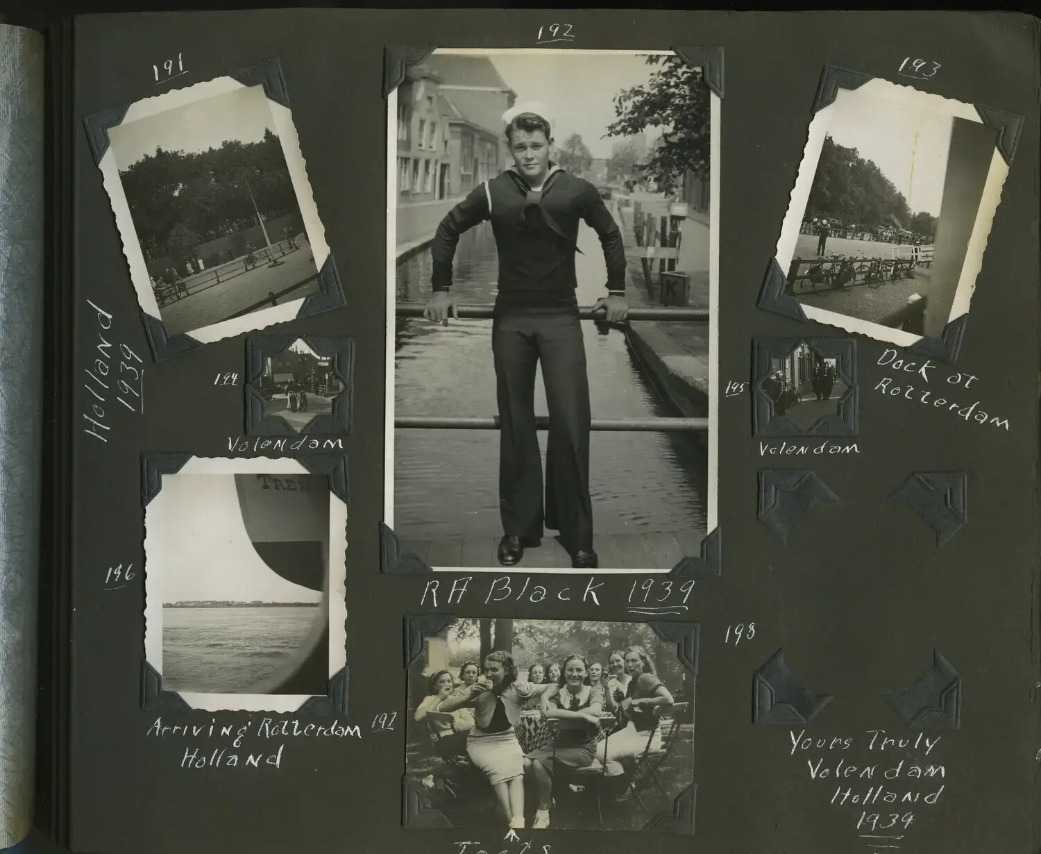 Scrapbook Page: U.S. Navy Sailor's Photographs of Holland, 1939 (Rotterdam and Volendam)