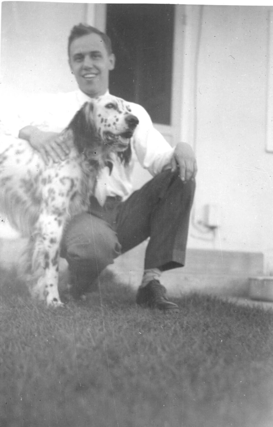Informal Portrait of a Young Man with an English Setter Dog, Bancroft Family Collection