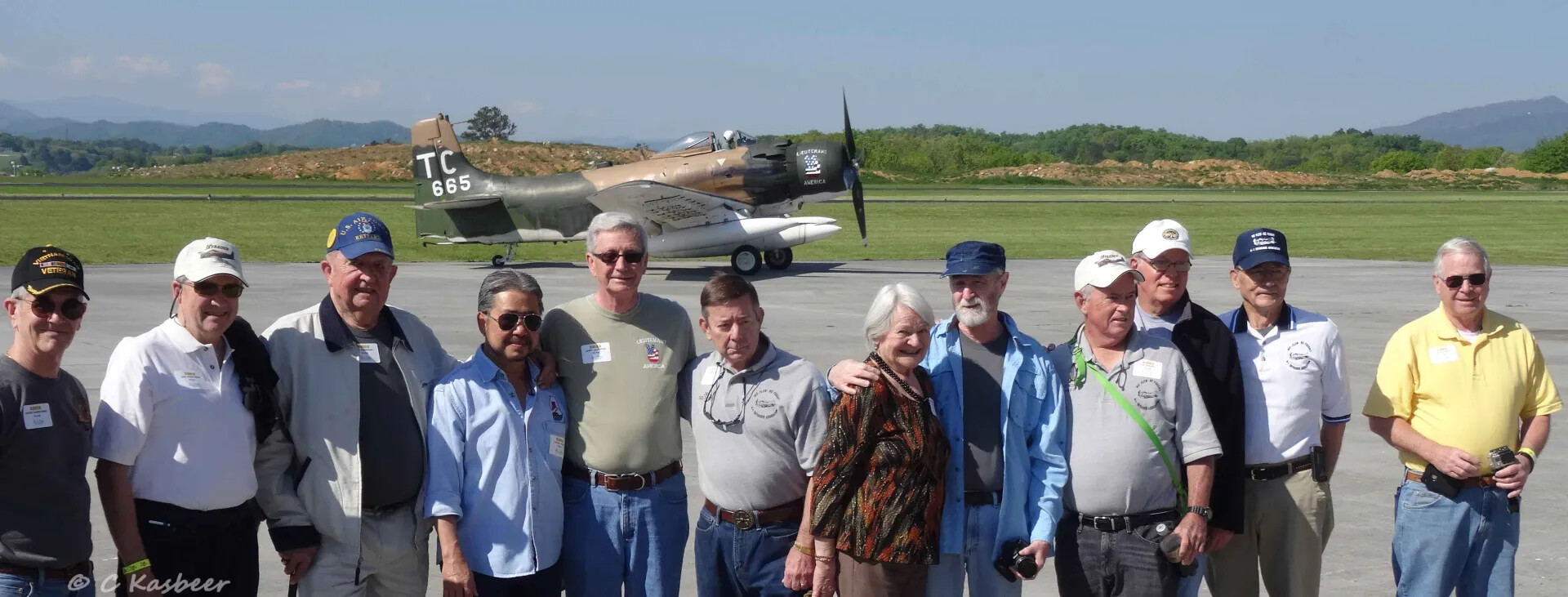 Veterans Group Photo with A-1 Skyraider 'Lieutenant America,' Jim Wold Day, May 2015
