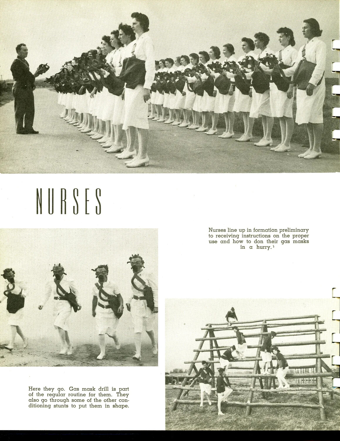 Army Nurse Corps Training: Gas Mask Formation, Drill, and Obstacle Course, Scott Field