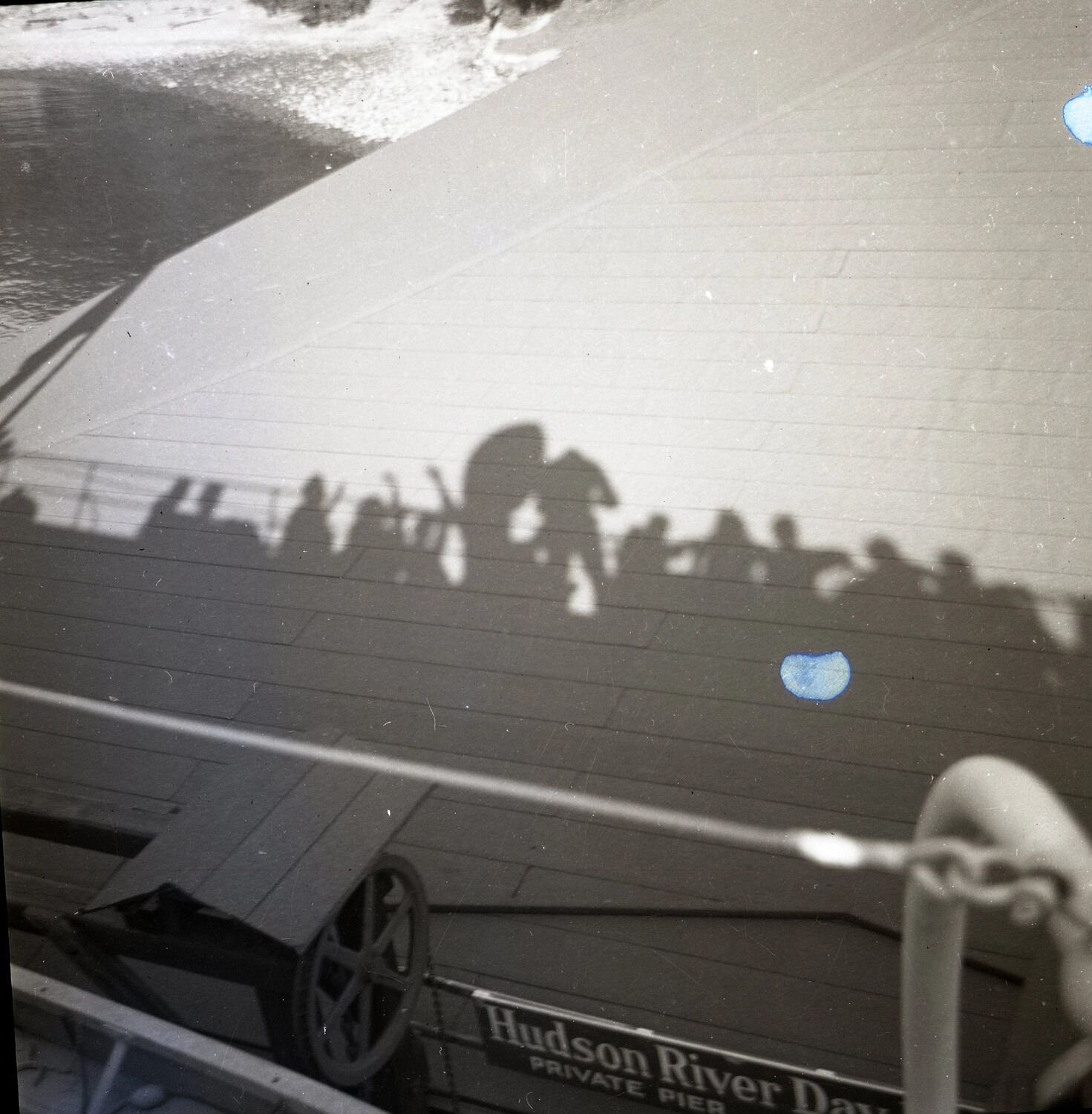 Misfiled Non-Military Image: Shadow Photograph on Hudson River Day Line Pier Deck
