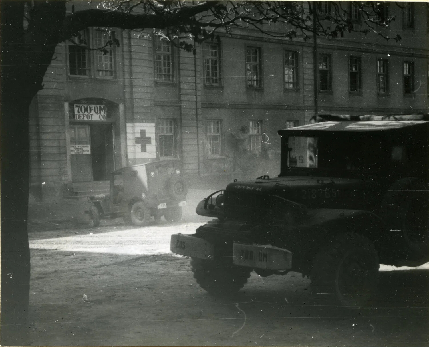 GMC CCKW Truck Outside 700th Q.M. Depot Company Quarters, Germany (Detail View)
