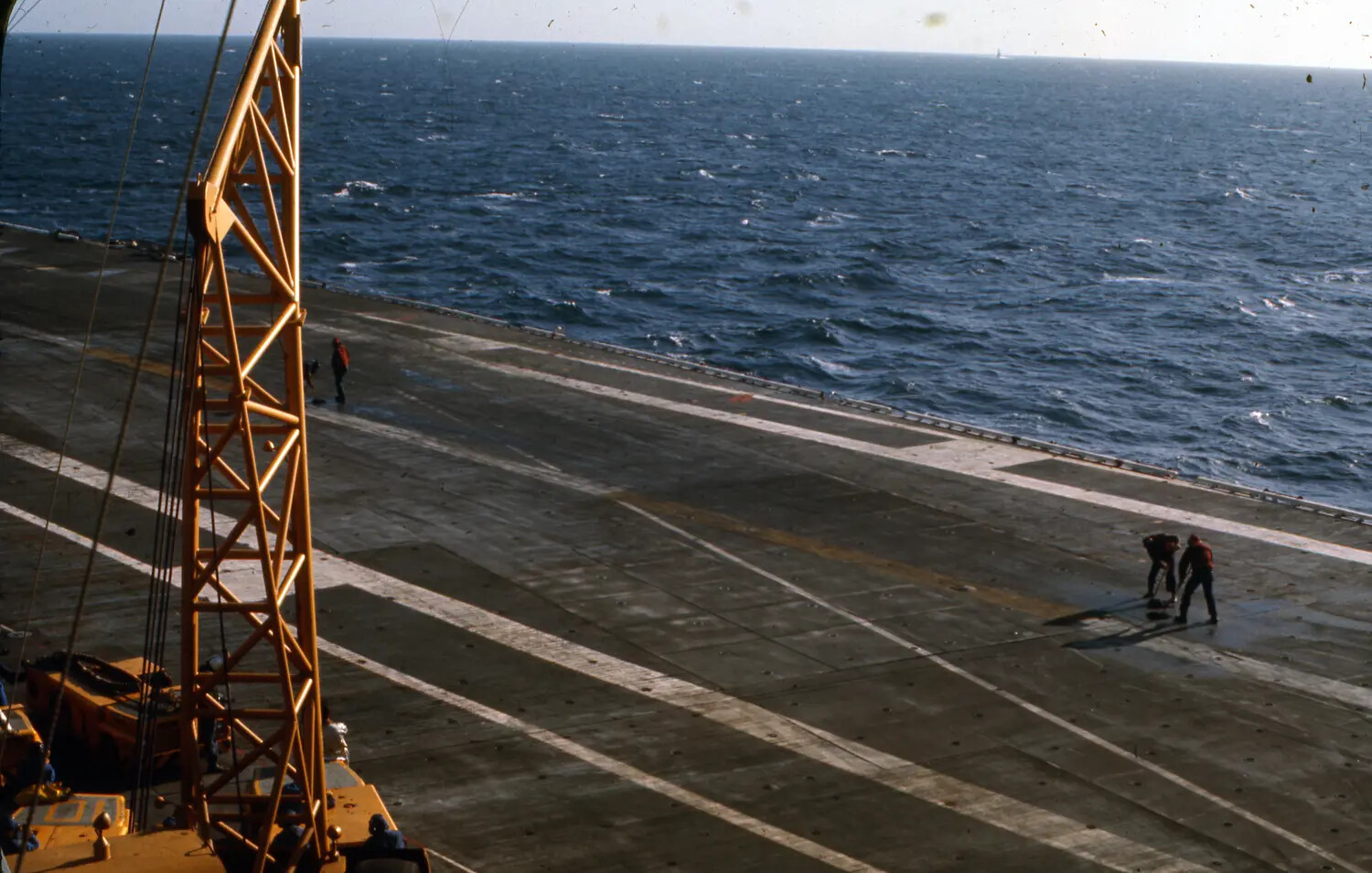 Flight Deck Maintenance Crew and Equipment Aboard USS Ticonderoga, Vietnam War Era