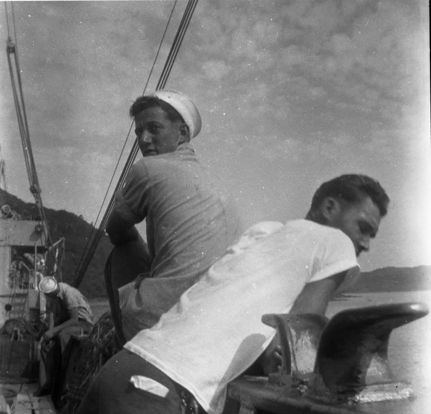 U.S. Navy Sailors on Deck near Sasebo, Japan