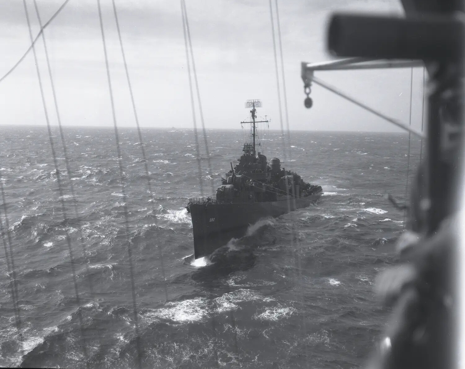 U.S. Navy Destroyer DD-582 Underway in Heavy Seas, Pacific Theater, World War II