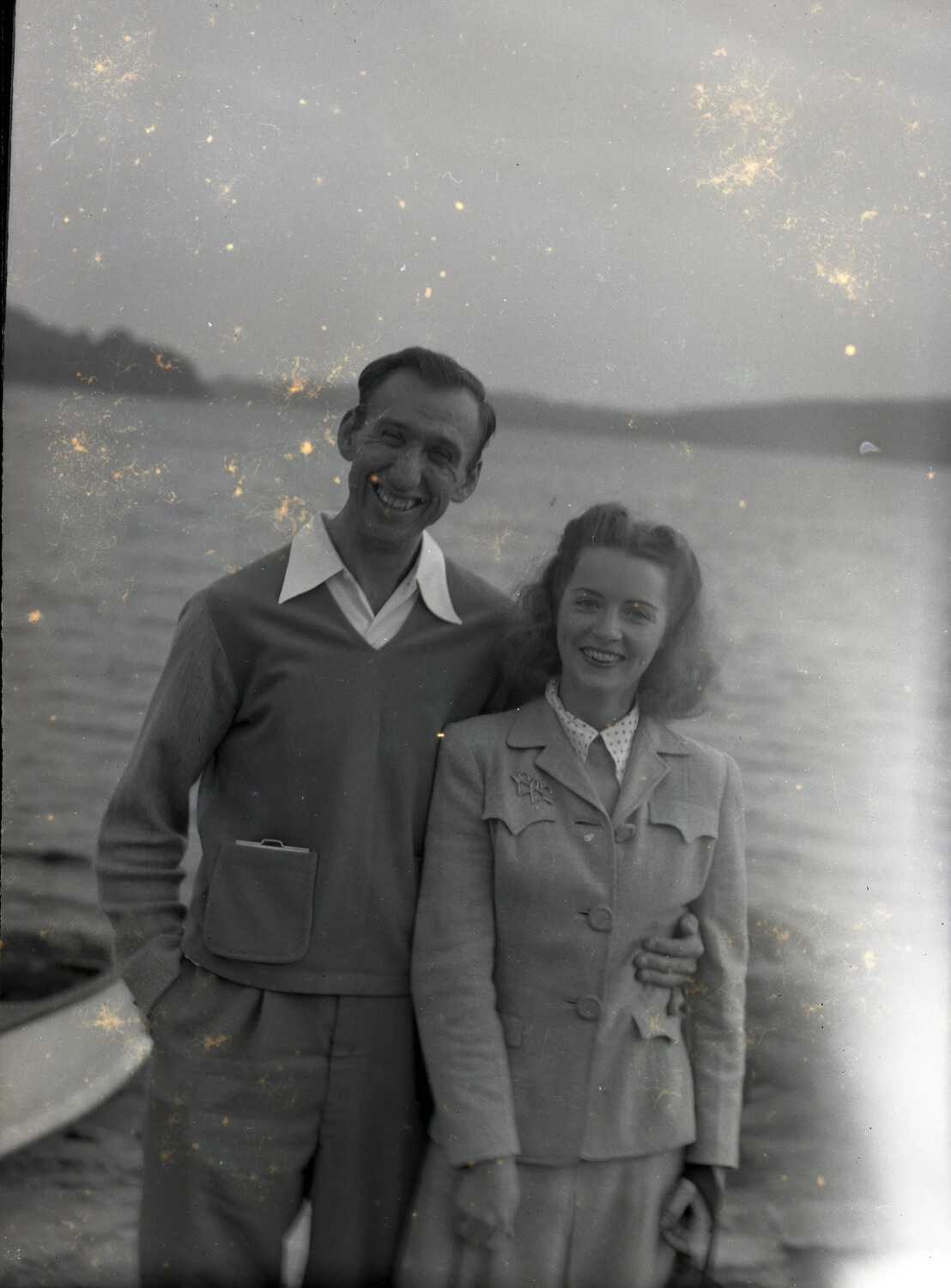 Couple at Lakeside, Mid-20th Century Snapshot
