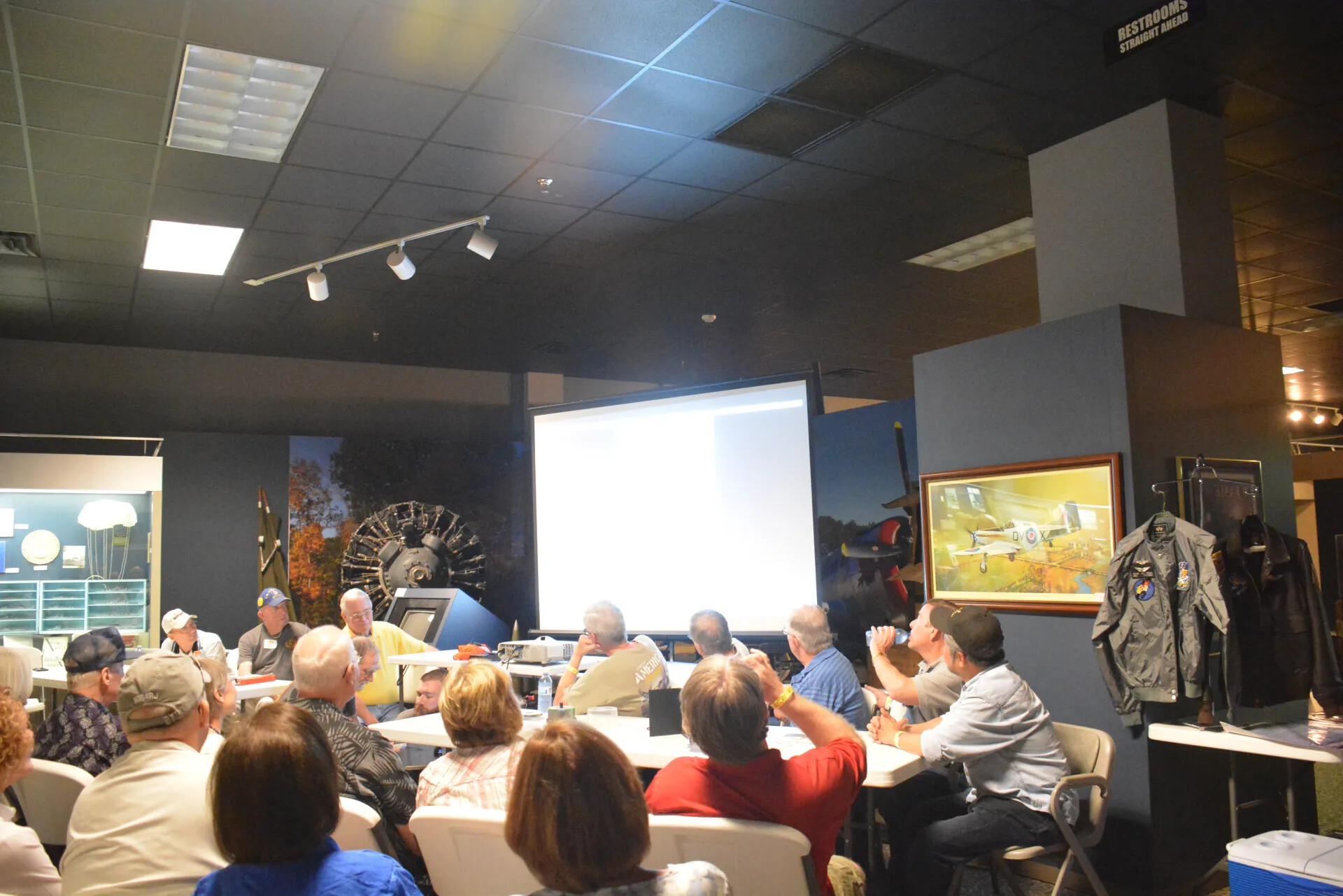Panel Session with Blank Projector Screen, Tennessee Museum of Aviation