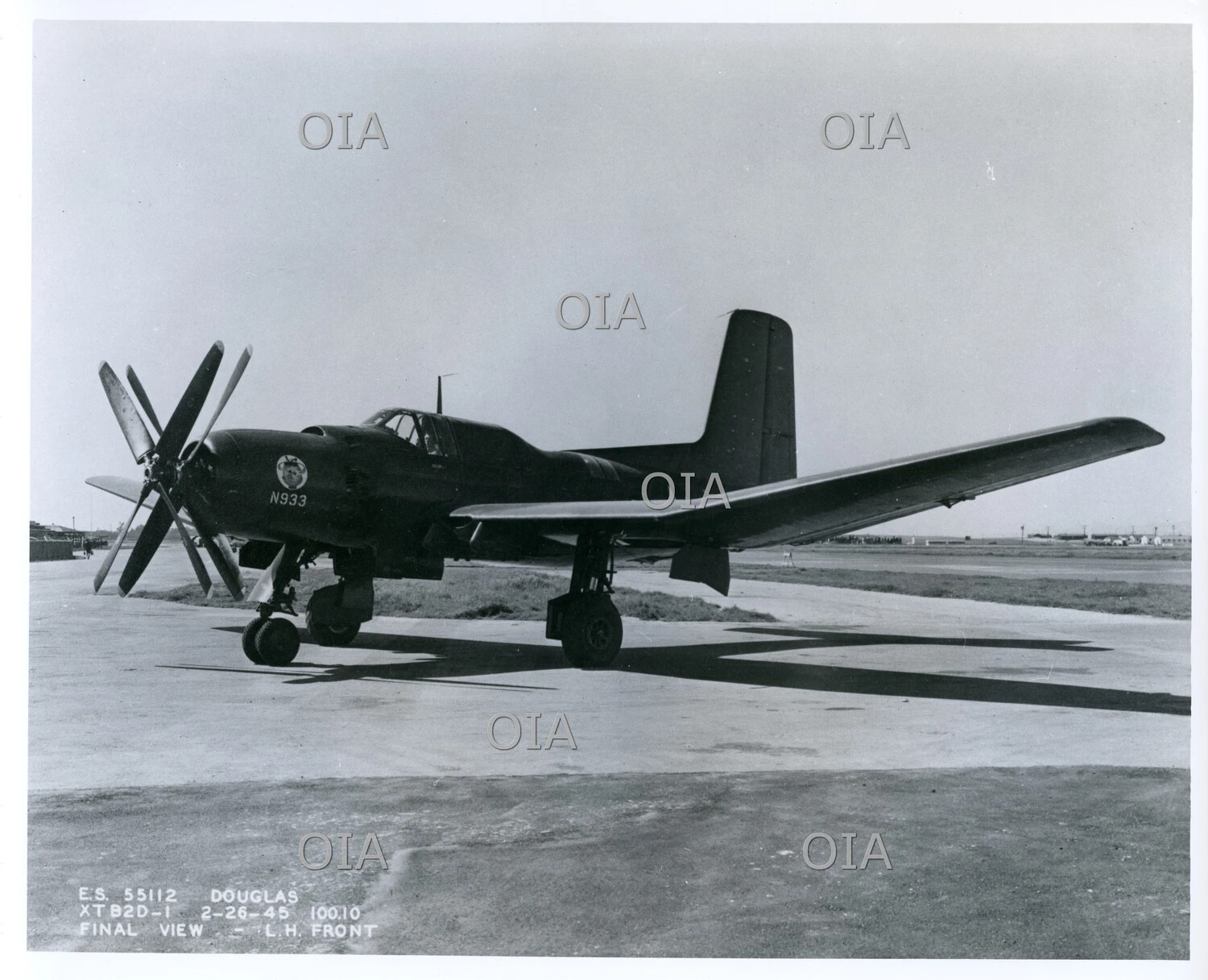 Douglas XTB2D-1 Destroyer II Prototype Torpedo Bomber, Left-Hand Front View, February 1945