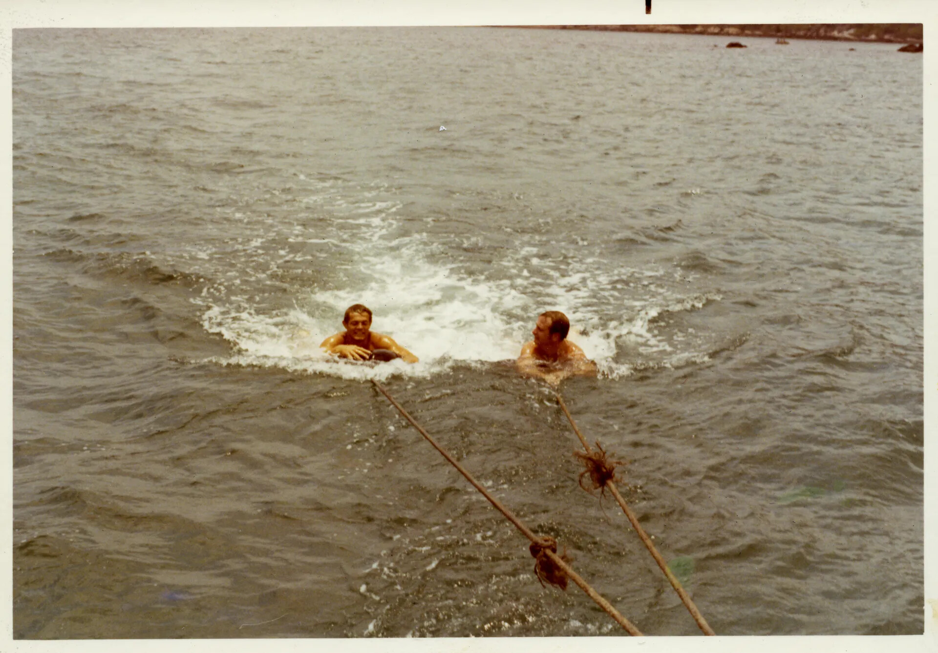 Off-Duty Servicemen Swimming in River Near NKP, Vietnam War Era
