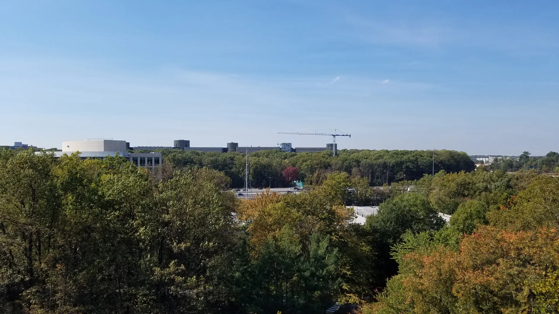 Autumn Cityscape with Highway and Construction Crane, October 2017 (Don Engebretsen Cell Phone Photos, Gary Mike Rose MOH Trip)
