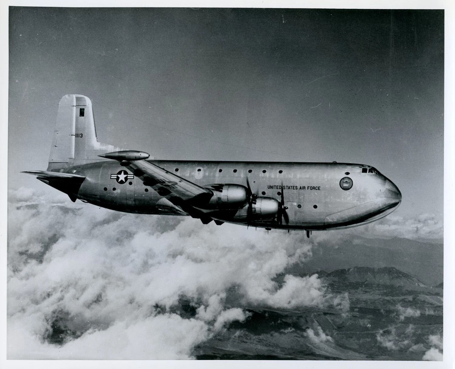 Douglas C-124 Globemaster II Heavy Transport Aircraft in Flight, USAF