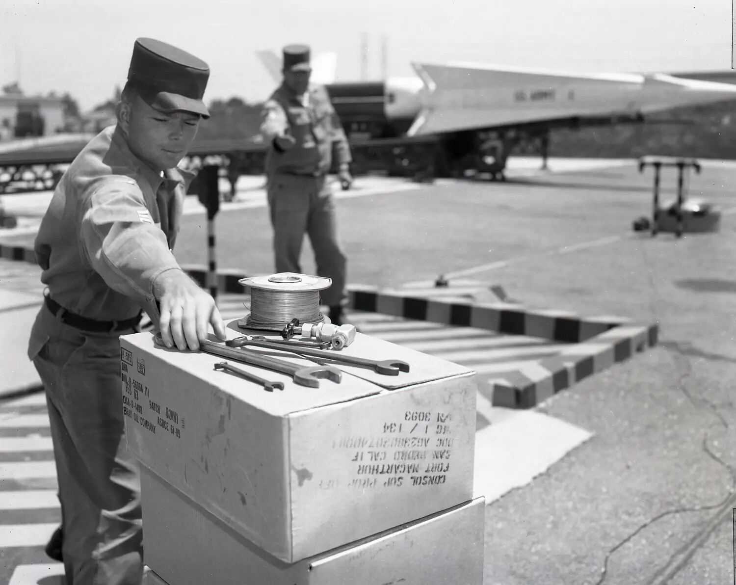 Army Air Defense Personnel Prepare a Nike Missile, Fort MacArthur, San Pedro, California