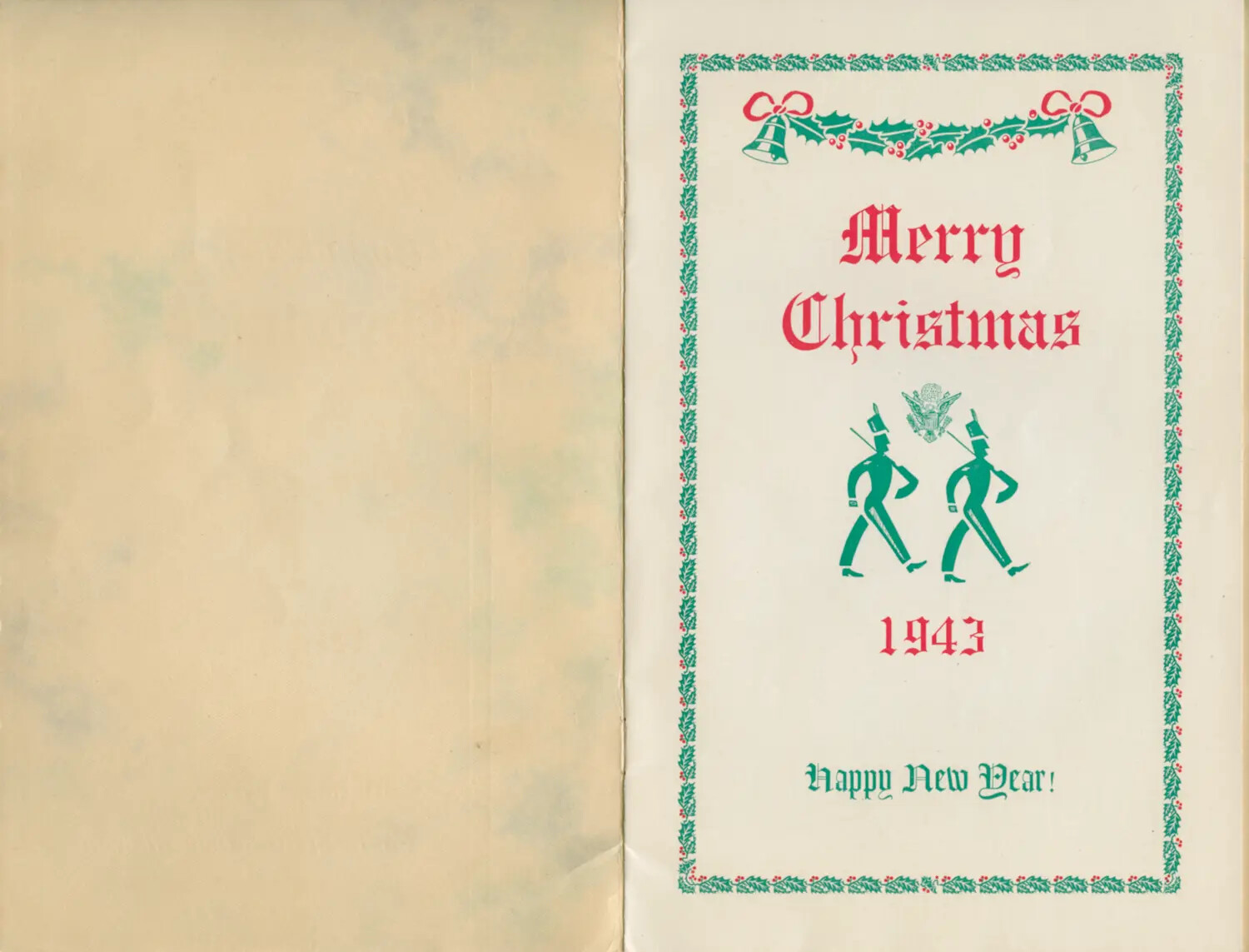 U.S. Military Christmas Greeting Card/Menu Cover, 1943