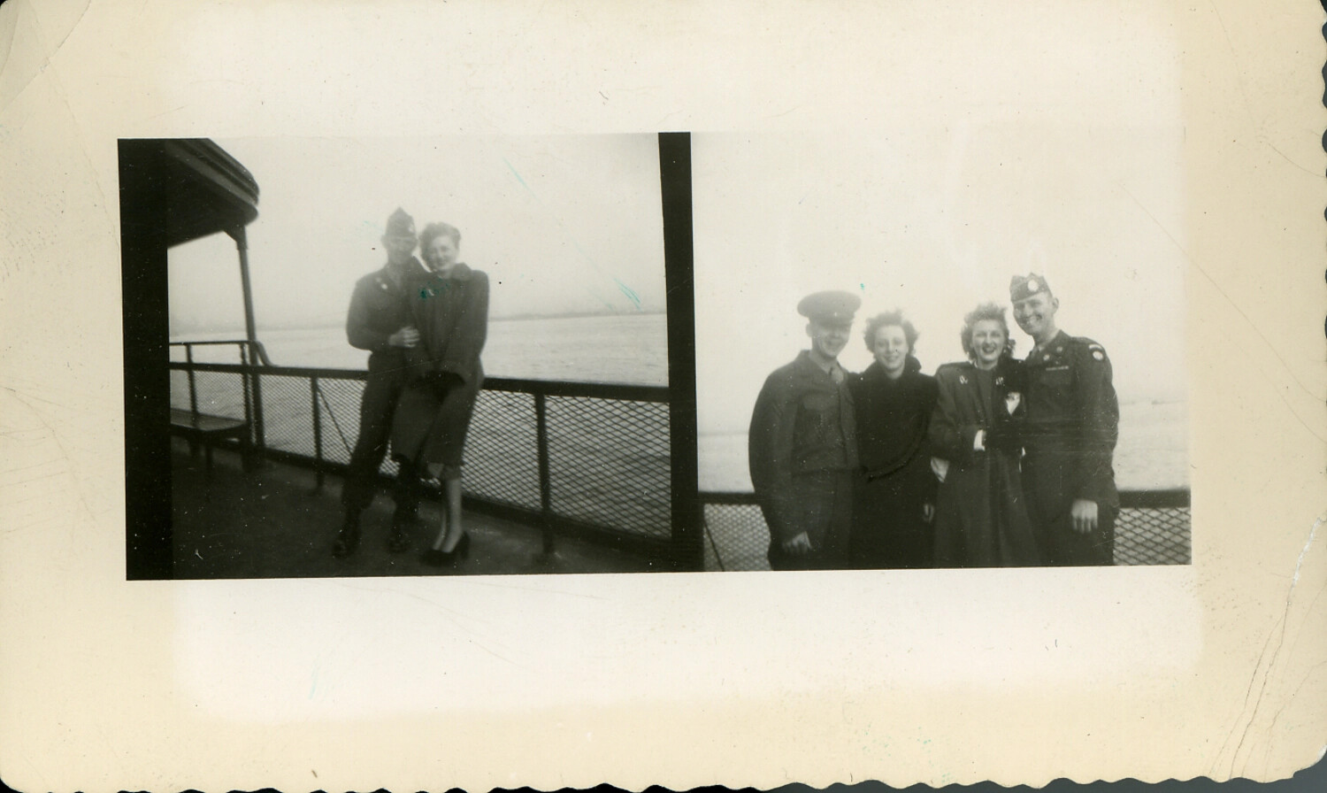 Soldiers and Companions Aboard a Ferry Deck, 82nd Airborne Division, World War II
