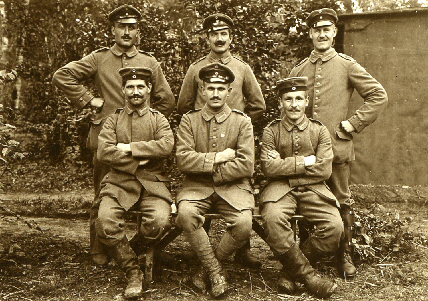 Group Portrait of Six German Imperial Army Soldiers, WWI