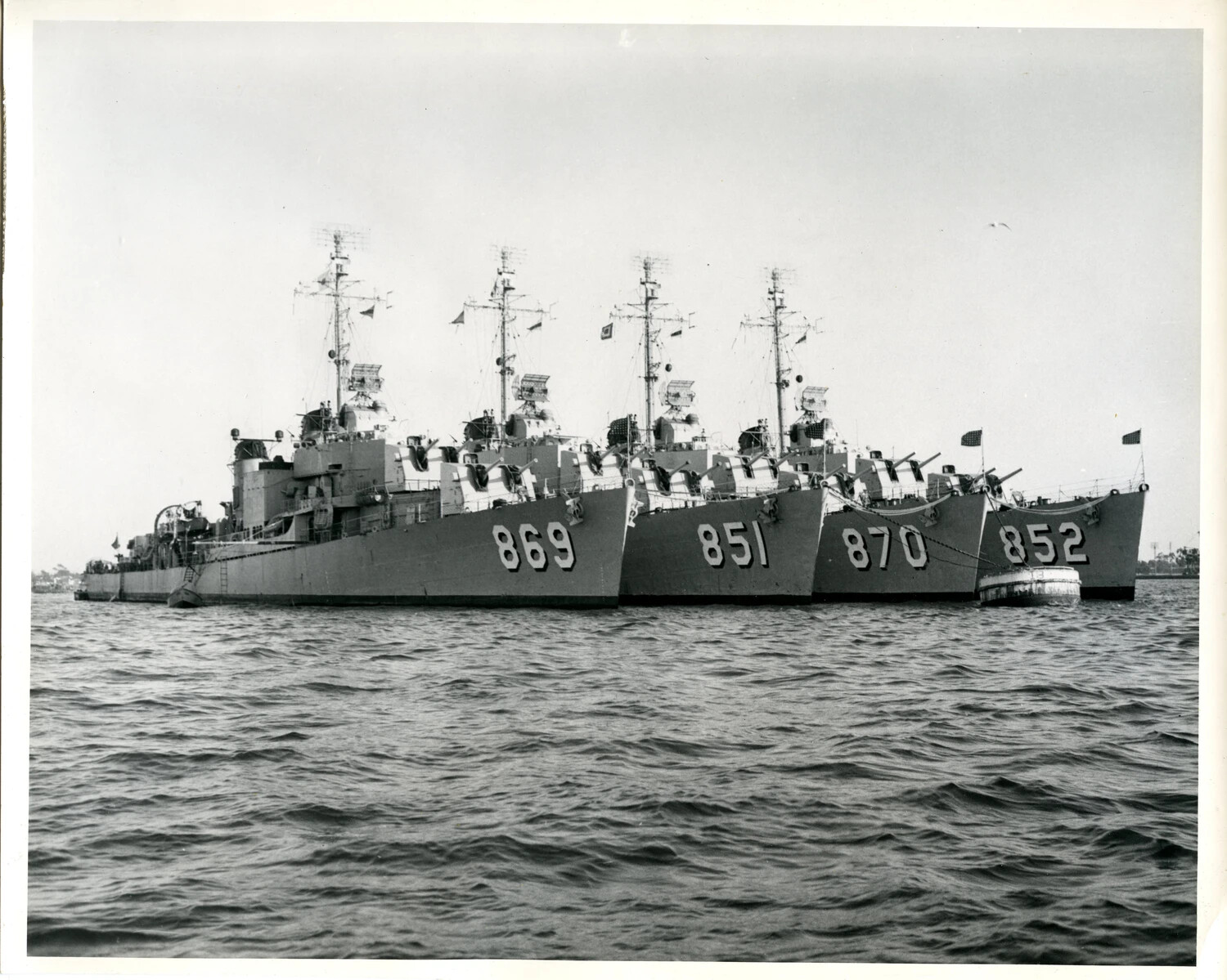 Destroyer Division 152 Nested at San Diego, 1948 -- USS Hull Numbers 869, 851, 870, 852