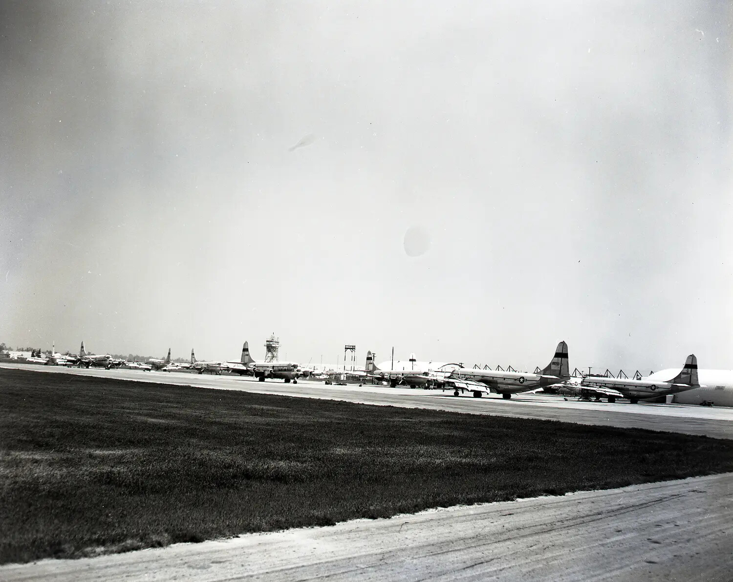 Flight Line of Boeing C-97/KC-97 Stratofreighter Aircraft, Air National Guard Ramp