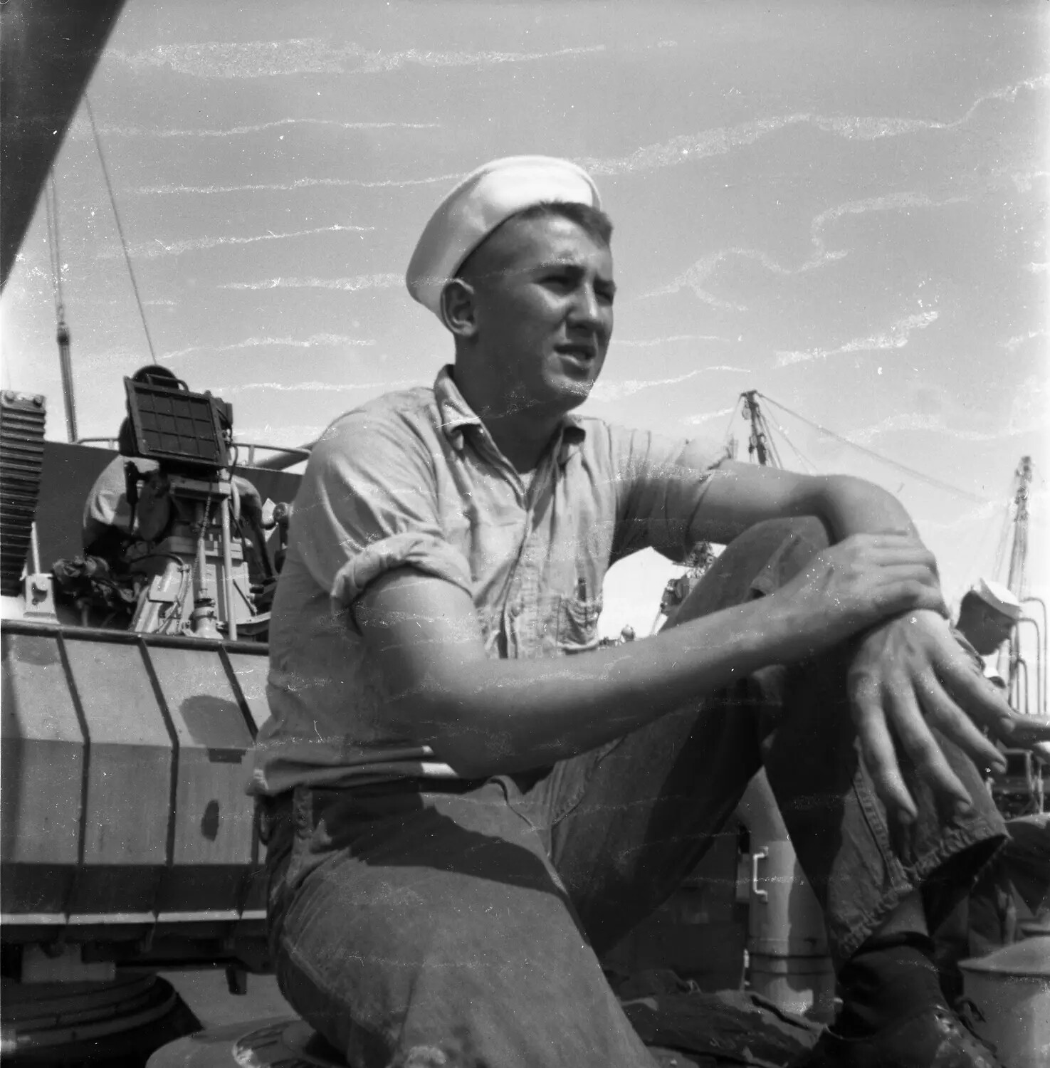 U.S. Navy Sailor Aboard Ship, Sasebo, Japan, Early 1950s