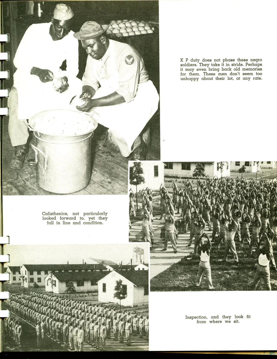 African American Soldiers on KP Duty, Calisthenics, and Formation Inspection, Scott Field (Segregated U.S. Army, WWII)