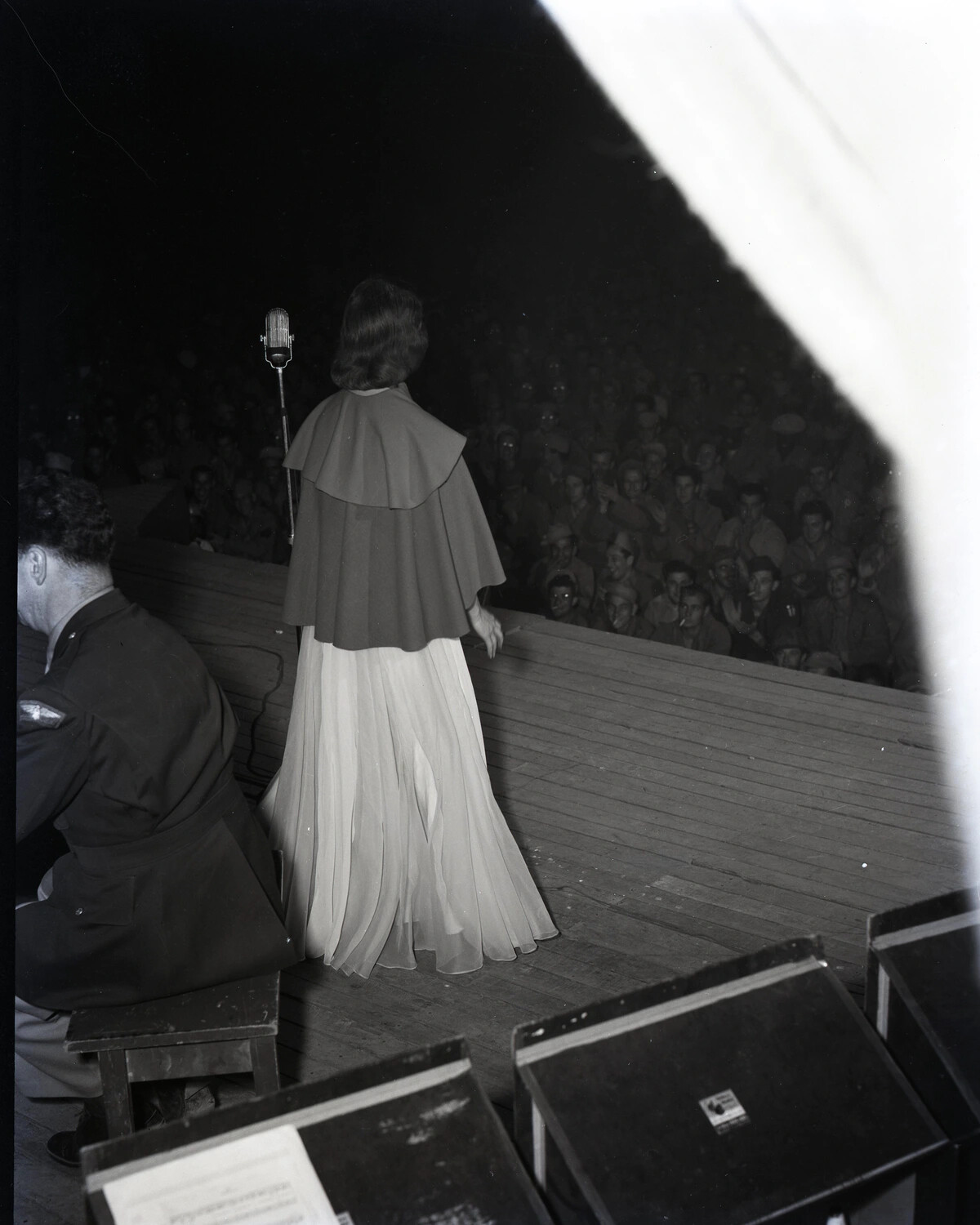 USO Entertainer Performing for Troops at Myitkyina, Burma, WWII CBI Theater