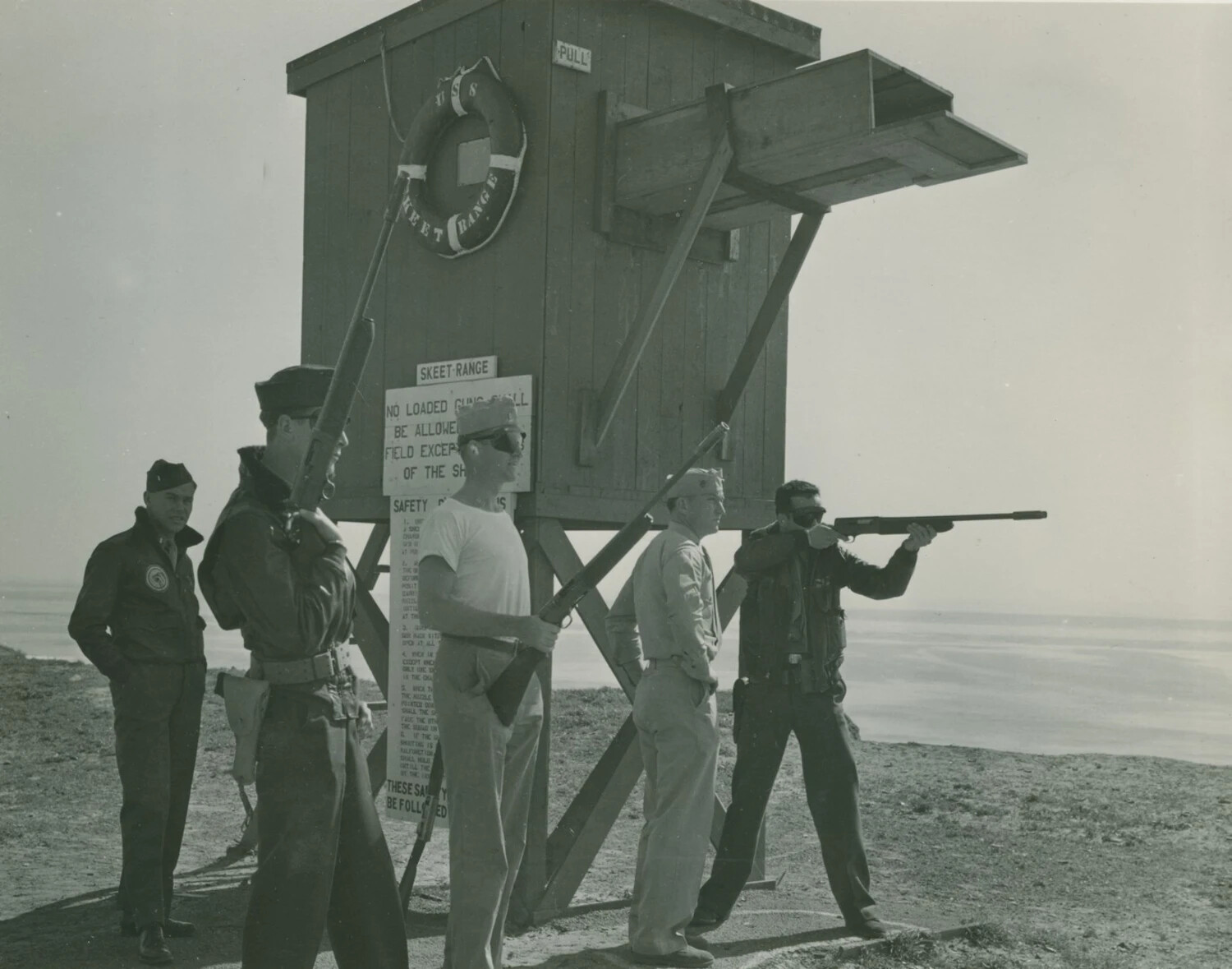 Sailors and Aviators Skeet Shooting Aboard Ship, Pat McAleer Photo Album