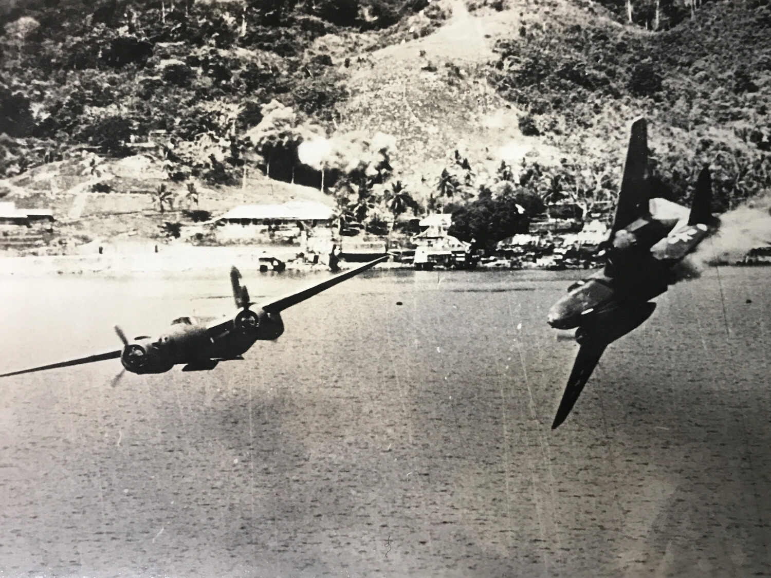 Two B-25 Mitchell Medium Bombers on a Low-Level Strafing Run, Coastal New Guinea