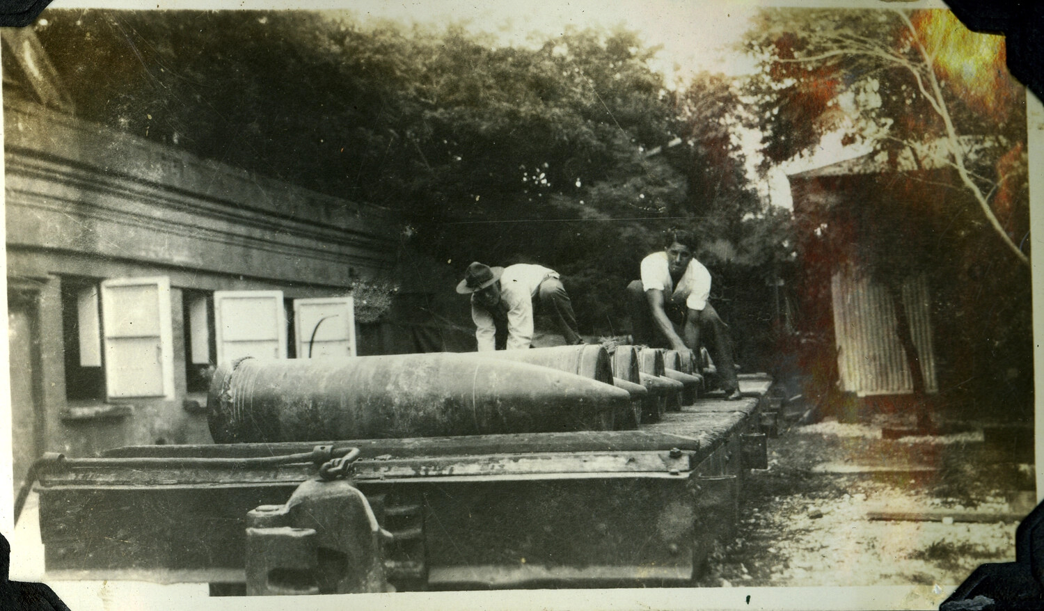 Coastal Artillery Shells on Handling Cart, Manila Bay Fortifications, Philippines, circa 1920s-1930s