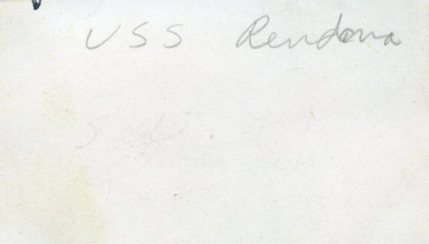 Photograph Verso - Pencil Annotation 'USS Rendova' (VMF-214 1945 Album)