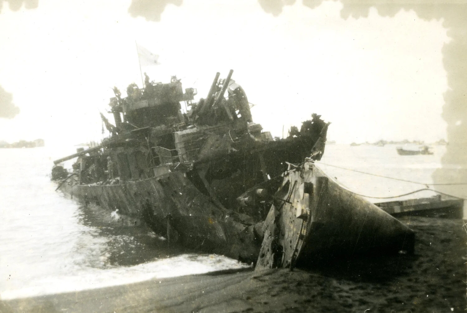 Wrecked Japanese Naval Vessel, Beached Near Shore